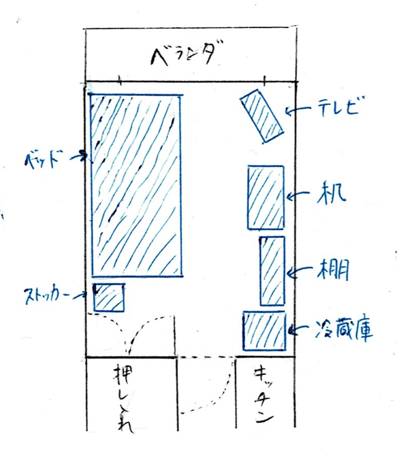 フネさんのお部屋の間取り図です(直筆でリアルです…)